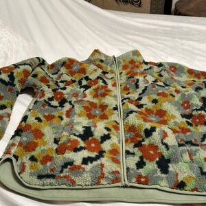 Flowered fleece jacket
